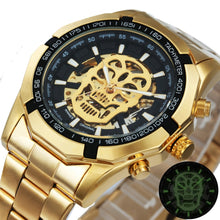 Load image into Gallery viewer, WINNER Official Golden Automatic Watch Men Steel Strap Skeleton Mechanical Skull Watches Top Brand Luxury Dropshipping Wholesale
