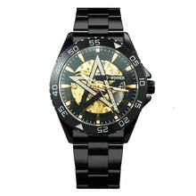 Load image into Gallery viewer, WINNER Official Golden Automatic Watch Men Steel Strap Skeleton Mechanical Skull Watches Top Brand Luxury Dropshipping Wholesale
