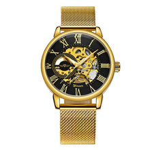 Load image into Gallery viewer, WINNER Official Golden Automatic Watch Men Steel Strap Skeleton Mechanical Skull Watches Top Brand Luxury Dropshipping Wholesale
