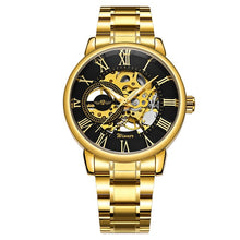 Load image into Gallery viewer, WINNER Official Golden Automatic Watch Men Steel Strap Skeleton Mechanical Skull Watches Top Brand Luxury Dropshipping Wholesale
