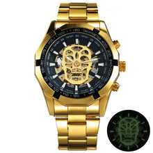 Load image into Gallery viewer, WINNER Official Golden Automatic Watch Men Steel Strap Skeleton Mechanical Skull Watches Top Brand Luxury Dropshipping Wholesale

