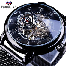 Load image into Gallery viewer, Forsining Watch + Bracelet Set Combination Skeleton Sport Mechanical Luminous Hands Transparent Mesh Steel Band Men Luxury Clock

