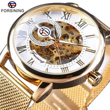 Load image into Gallery viewer, Forsining Watch + Bracelet Set Combination Skeleton Sport Mechanical Luminous Hands Transparent Mesh Steel Band Men Luxury Clock
