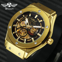 Load image into Gallery viewer, WINNER Luxury Mens Mechanical Watches Rubber Strap Male Automatic Skeleton Steampunk Sports Wristwatch Luminous Hands Male Clock
