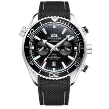 Load image into Gallery viewer, Men Automatic Self Wind Mechanical Canvas Rubber James Bond 007 Style Orange Blue Multifunction Date Month Sport Watch
