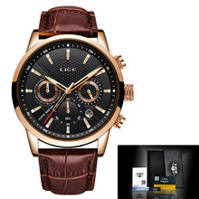 Load image into Gallery viewer, LIGE 2019 New Watch Men Fashion Sport Quartz Clock Mens Watches Brand Luxury Leather Business Waterproof Watch Relogio Masculino
