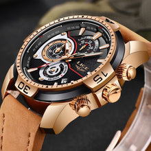Load image into Gallery viewer, 2019 LIGE Mens Watches Top Brand Luxury Casual Leather Quartz Clock Male Sport Waterproof Watch Gold Watch Men Relogio Masculino
