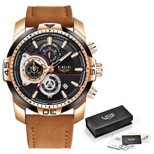 Load image into Gallery viewer, 2019 LIGE Mens Watches Top Brand Luxury Casual Leather Quartz Clock Male Sport Waterproof Watch Gold Watch Men Relogio Masculino

