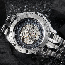 Load image into Gallery viewer, Skeleton Automatic Mechanical Watch Winner Gold Men Watches Stainless Steel Bracelet Sports Luxury Male Clock Chinese Wristwatch
