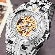 Load image into Gallery viewer, Skeleton Automatic Mechanical Watch Winner Gold Men Watches Stainless Steel Bracelet Sports Luxury Male Clock Chinese Wristwatch
