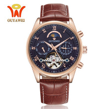 Load image into Gallery viewer, Luxury Gold Automatic Mechanical Men Watch Tourbillon Business Clock Leather Casual Business Retro Wristwatch Relojes Hombre

