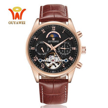Load image into Gallery viewer, Luxury Gold Automatic Mechanical Men Watch Tourbillon Business Clock Leather Casual Business Retro Wristwatch Relojes Hombre
