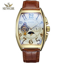 Load image into Gallery viewer, SEWOR New Fashion 2019 Luxury Brand Tourbillion Automatic Mechanical Military Leather Band Men Sport Wrist Watch Gift C342-C344
