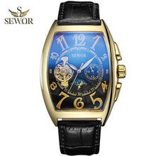 Load image into Gallery viewer, SEWOR New Fashion 2019 Luxury Brand Tourbillion Automatic Mechanical Military Leather Band Men Sport Wrist Watch Gift C342-C344
