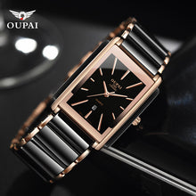 Load image into Gallery viewer, Luxury Ceramic square watches for mens couple clocks black men's quartz wristwatches waterproof man relojes
