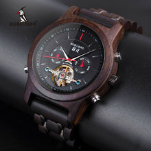 Load image into Gallery viewer, BOBO BIRD Men Watch Mechanical Wristwatches Date Display Luxury Black Wooden Watches relogio masculino-Wood Watch Boxes C-Q27
