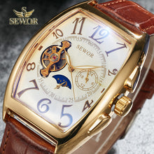 Load image into Gallery viewer, SEWOR New Fashion 2019 Luxury Brand Tourbillion Automatic Mechanical Military Leather Band Men Sport Wrist Watch Gift C342-C344
