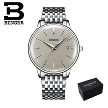Load image into Gallery viewer, Seiko Automatic Movement BINGER Top Brand Luxury Men Mechanical Watch relogio masculino Stainless Steel Strap With Gray Mirror
