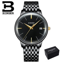 Load image into Gallery viewer, Seiko Automatic Movement BINGER Top Brand Luxury Men Mechanical Watch relogio masculino Stainless Steel Strap With Gray Mirror
